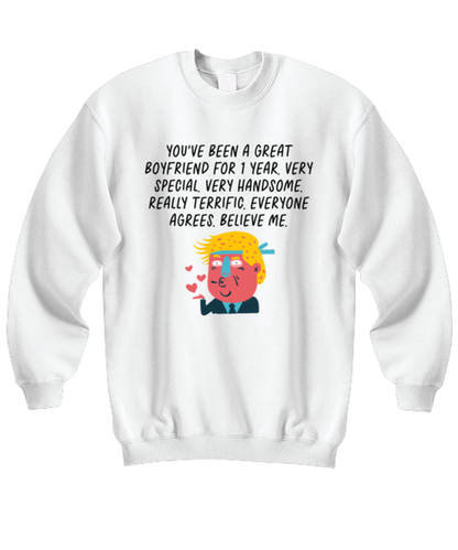 1st Anniversary 1 Year Dating Together Boyfriend Him Unisex Sweatshirt Shirt Unique Cute Sweater Tshirt Jumper