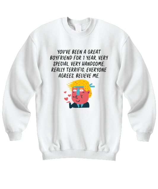 1st Anniversary 1 Year Dating Together Boyfriend Him Unisex Sweatshirt Shirt Unique Cute Sweater Tshirt Jumper