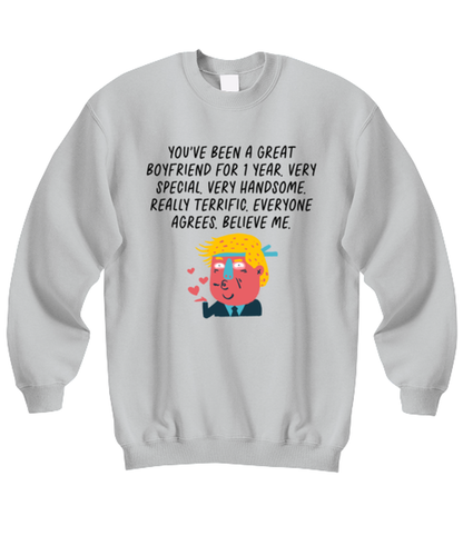 1st Anniversary 1 Year Dating Together Boyfriend Him Unisex Sweatshirt Shirt Unique Cute Sweater Tshirt Jumper