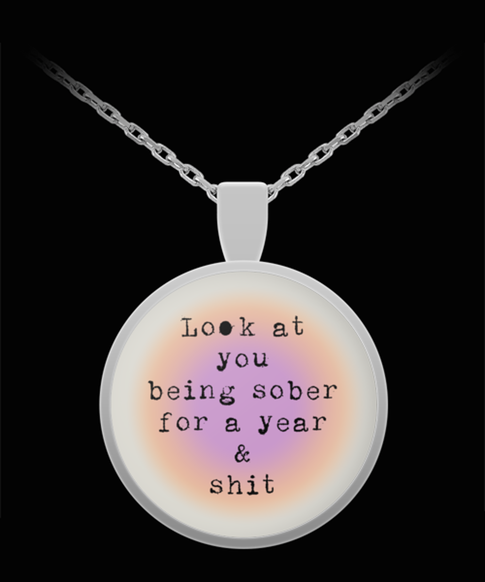 1 One Year Sober Sobriety Recovery Pendant Necklace Jewelry Appreciation for Him Her