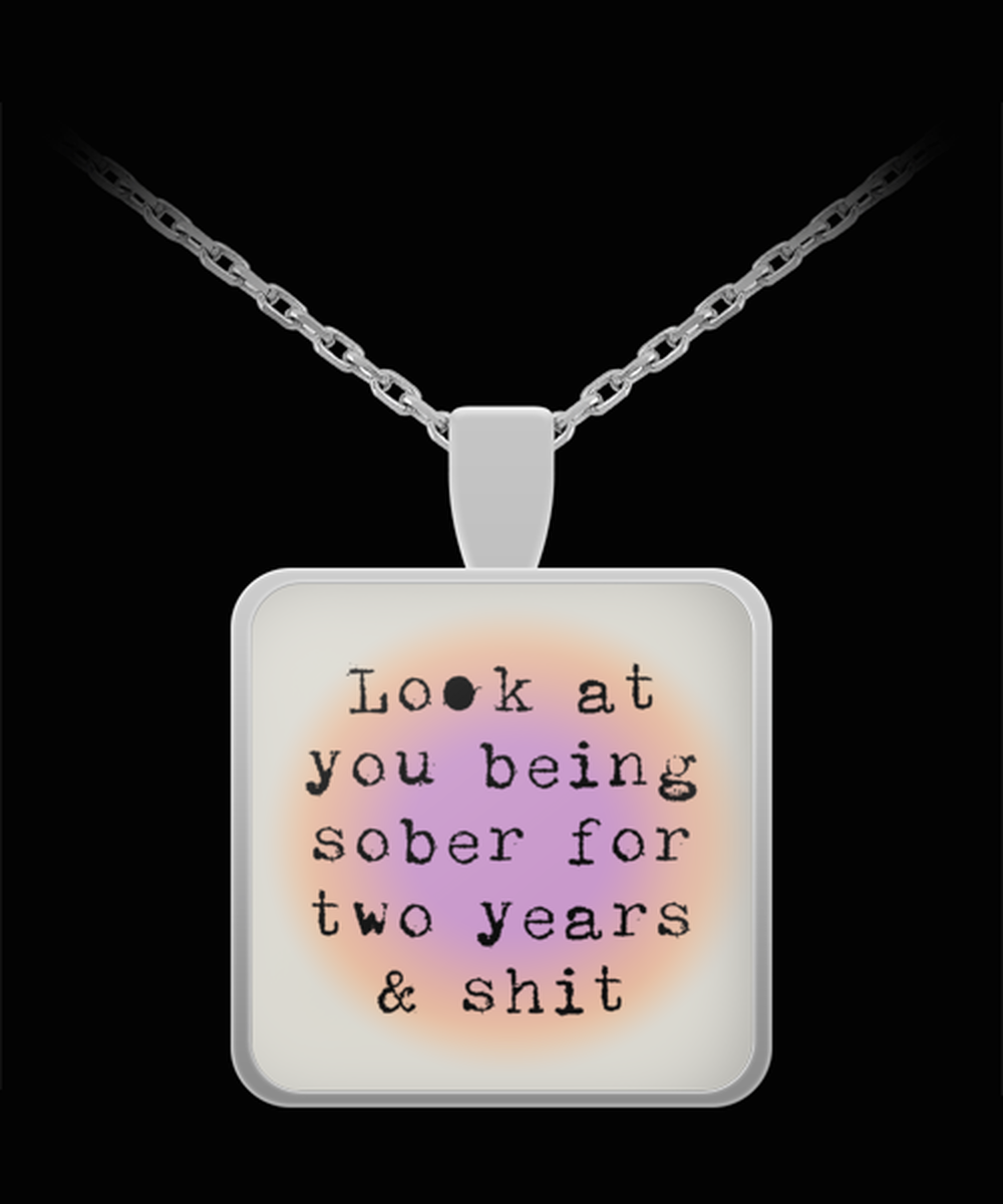 2 Two Year Sober Sobriety Recovery Pendant Necklace Jewelry Appreciation for Him Her