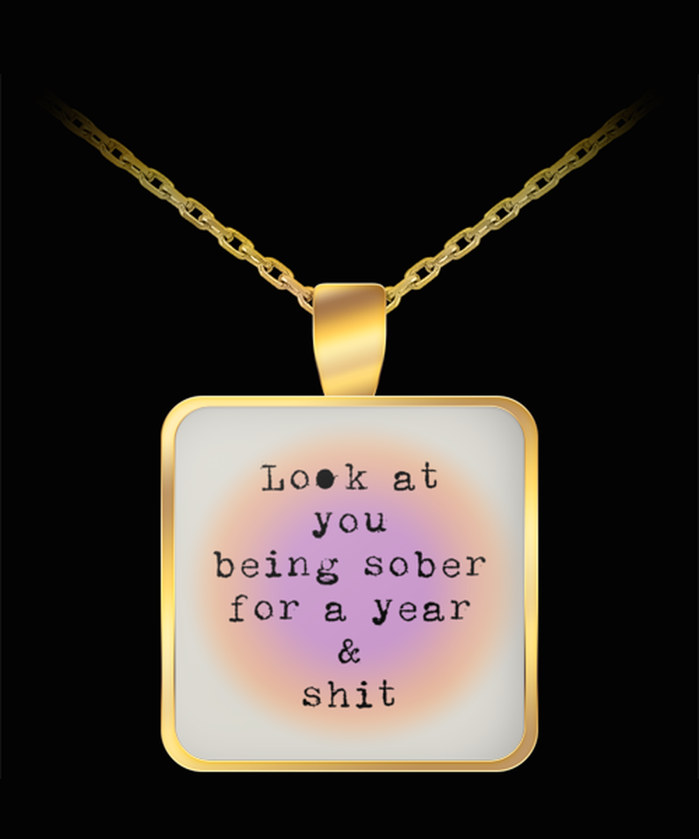 1 One Year Sober Sobriety Recovery Pendant Necklace Jewelry Appreciation for Him Her