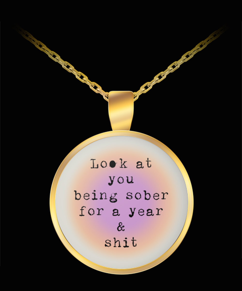 1 One Year Sober Sobriety Recovery Pendant Necklace Jewelry Appreciation for Him Her