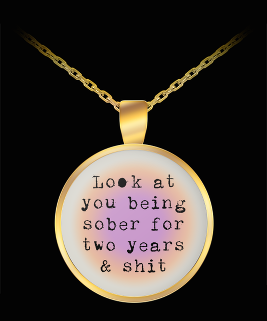 2 Two Year Sober Sobriety Recovery Pendant Necklace Jewelry Appreciation for Him Her