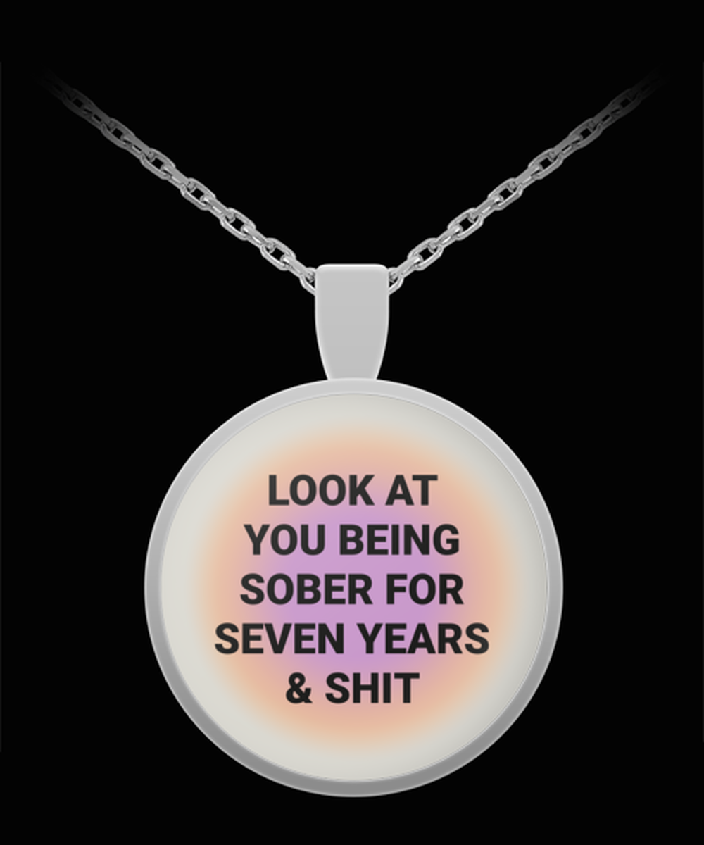 7 Seven Year Sober Sobriety Recovery Pendant Necklace Jewelry Appreciation for Him Her