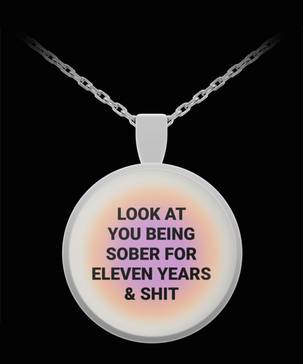 11 Eleven Year Sober Sobriety Recovery Pendant Necklace Jewelry Appreciation for Him Her