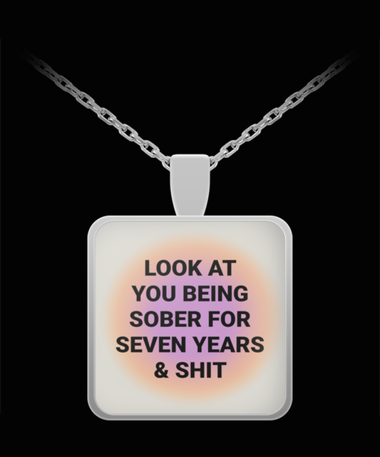 7 Seven Year Sober Sobriety Recovery Pendant Necklace Jewelry Appreciation for Him Her