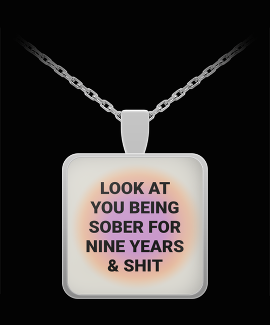 9 Nine Year Sober Sobriety Recovery Pendant Necklace Jewelry Appreciation for Him Her