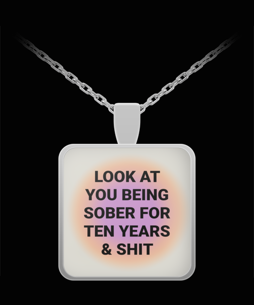 10 Ten Year Sober Sobriety Recovery Pendant Necklace Jewelry Appreciation for Him Her