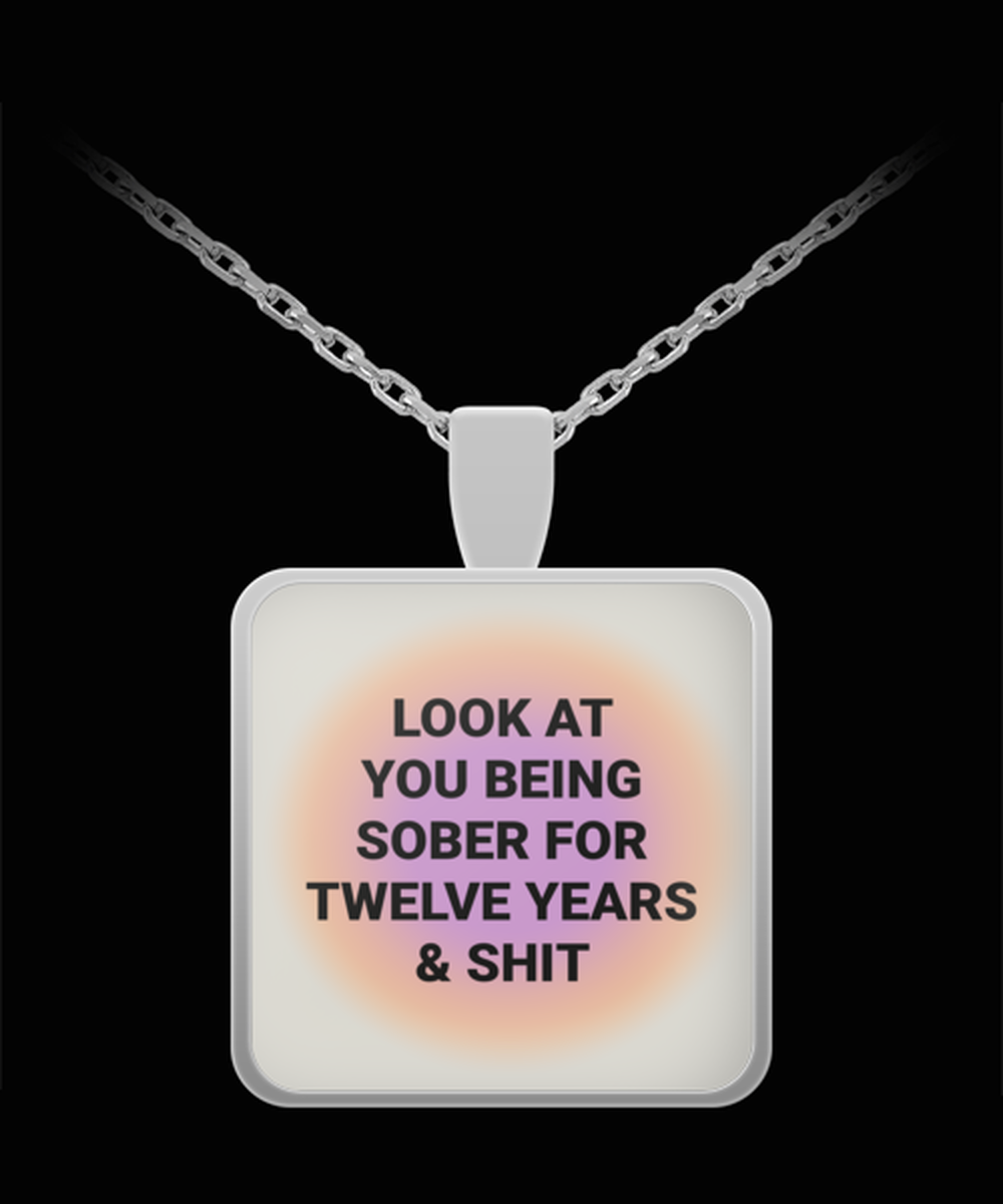 12 Twelve Year Sober Sobriety Recovery Pendant Necklace Jewelry Appreciation for Him Her