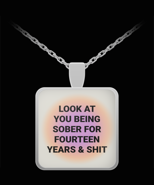 14 Fourteen Year Sober Sobriety Recovery Pendant Necklace Jewelry Appreciation for Him Her