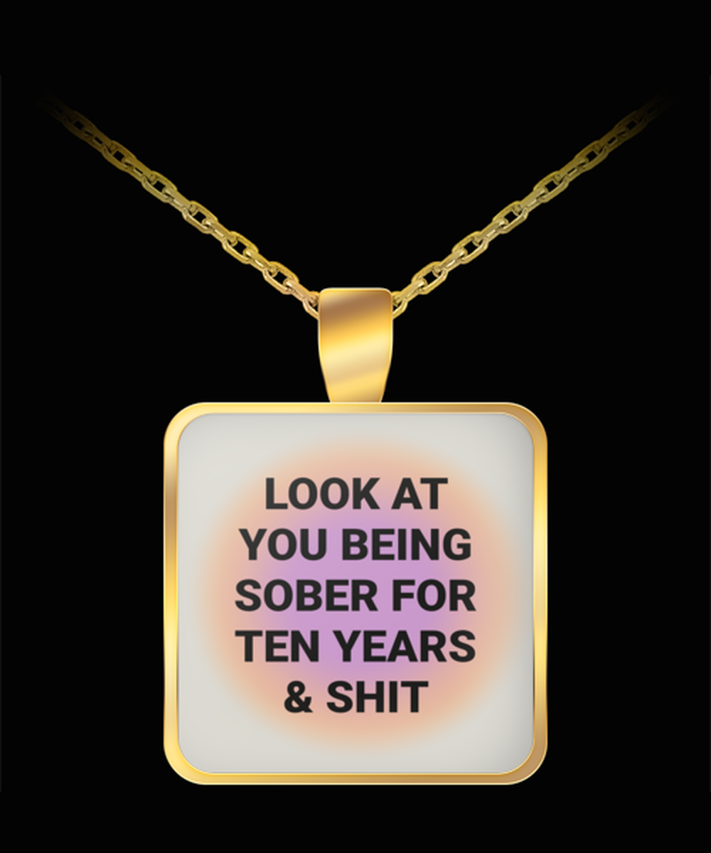 10 Ten Year Sober Sobriety Recovery Pendant Necklace Jewelry Appreciation for Him Her