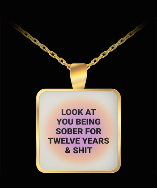 12 Twelve Year Sober Sobriety Recovery Pendant Necklace Jewelry Appreciation for Him Her