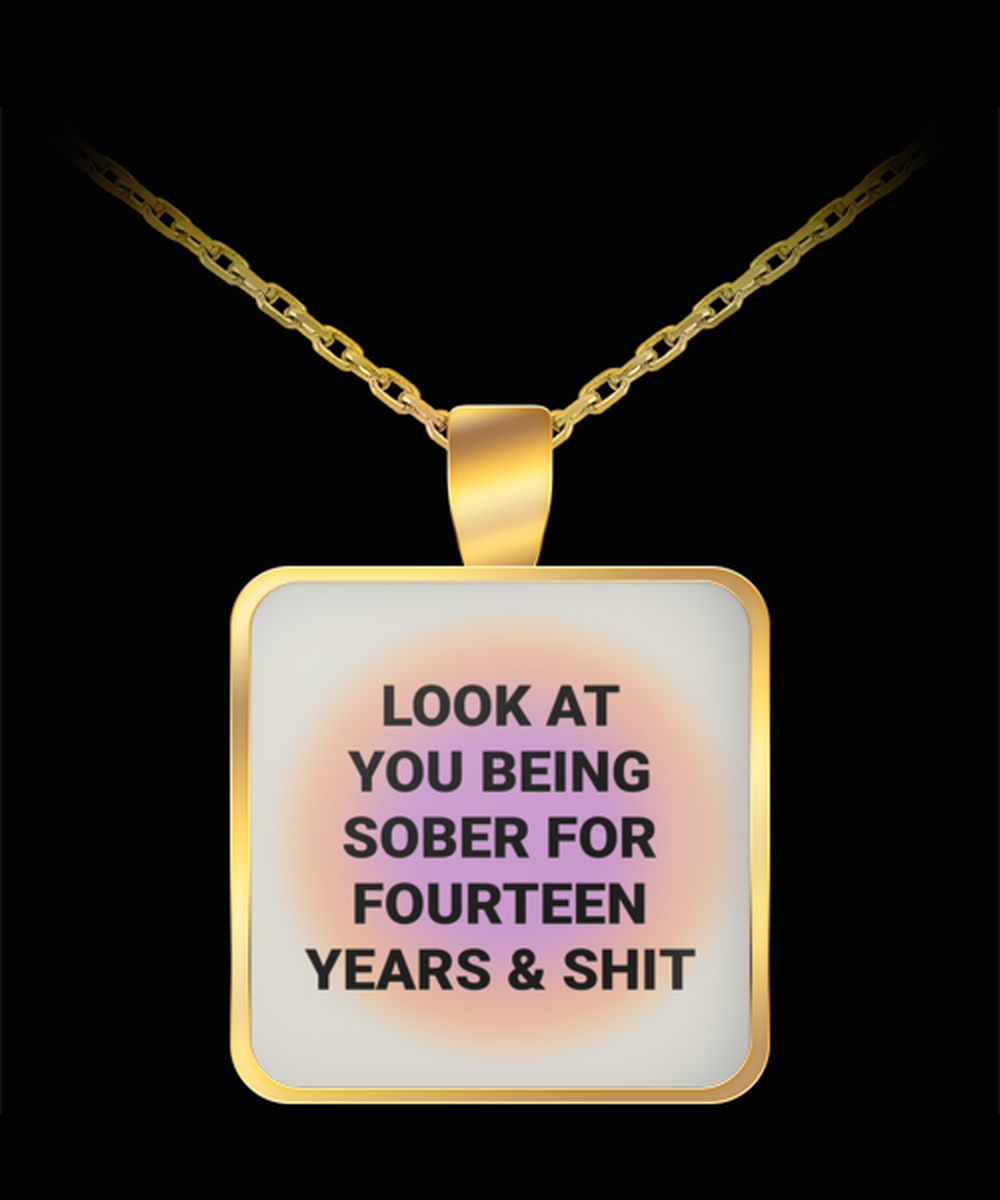 14 Fourteen Year Sober Sobriety Recovery Pendant Necklace Jewelry Appreciation for Him Her