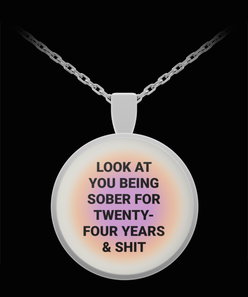 24 Twenty Four Year Sober Sobriety Recovery Pendant Necklace Jewelry Appreciation for Him Her