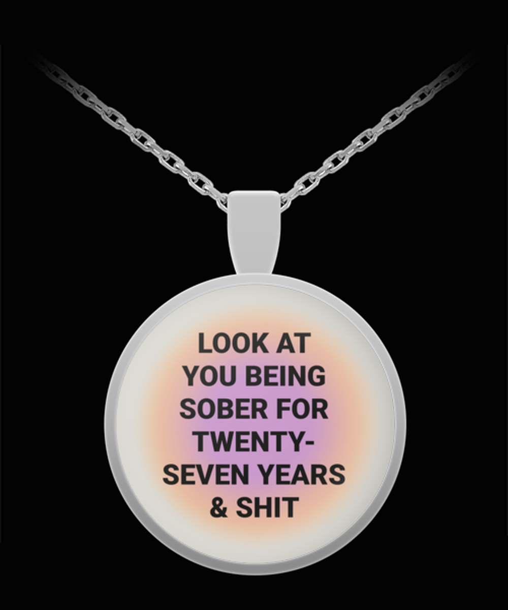 27 Twenty Seven Year Sober Sobriety Recovery Pendant Necklace Jewelry Appreciation for Him Her