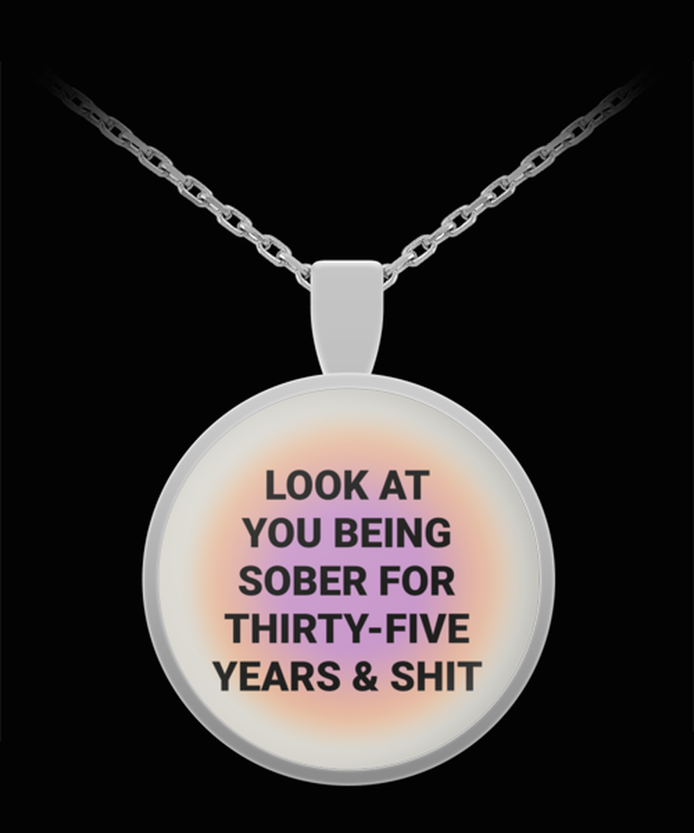 35 Thirty Five Year Sober Sobriety Recovery Pendant Necklace Jewelry Appreciation for Him Her