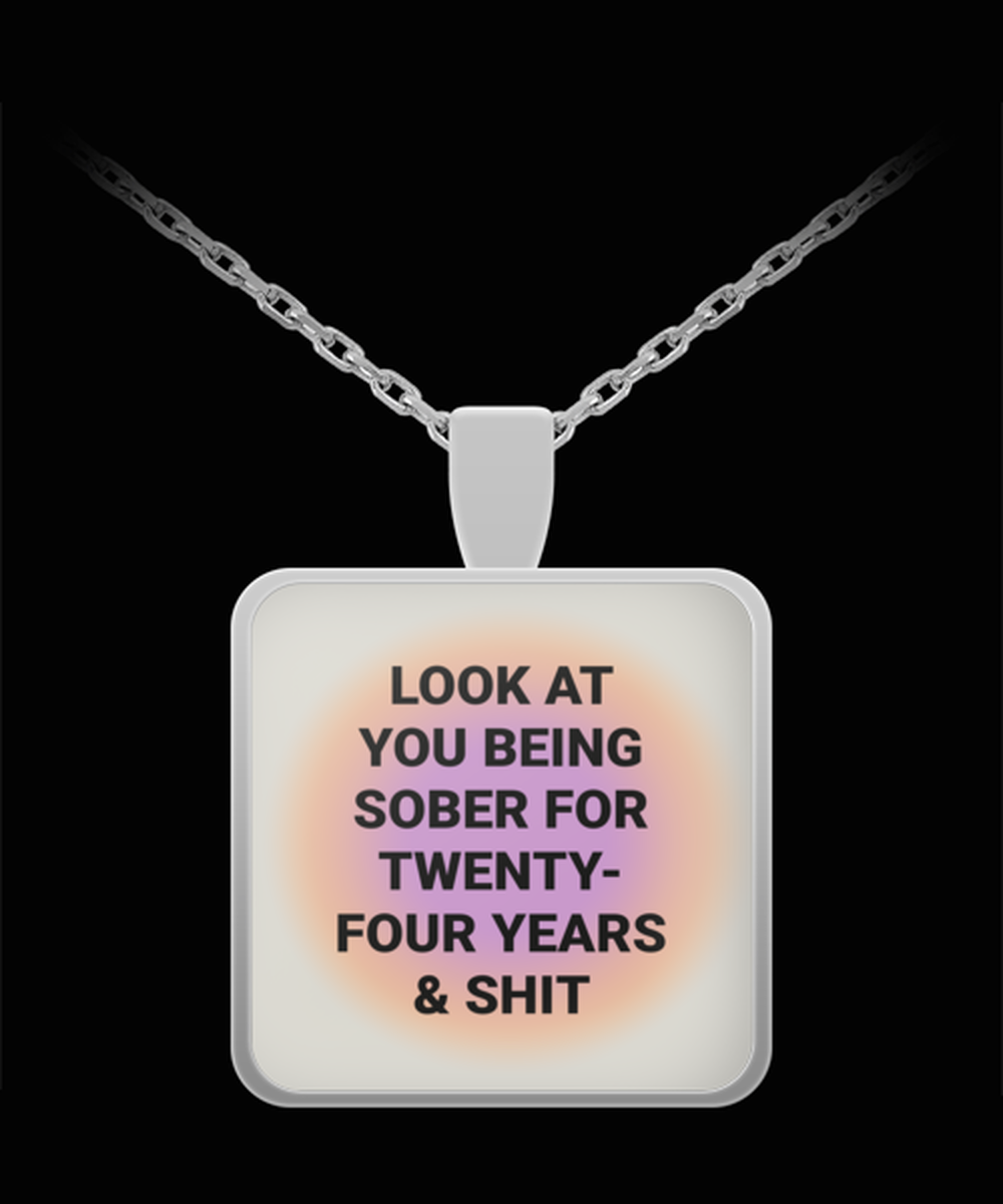 24 Twenty Four Year Sober Sobriety Recovery Pendant Necklace Jewelry Appreciation for Him Her