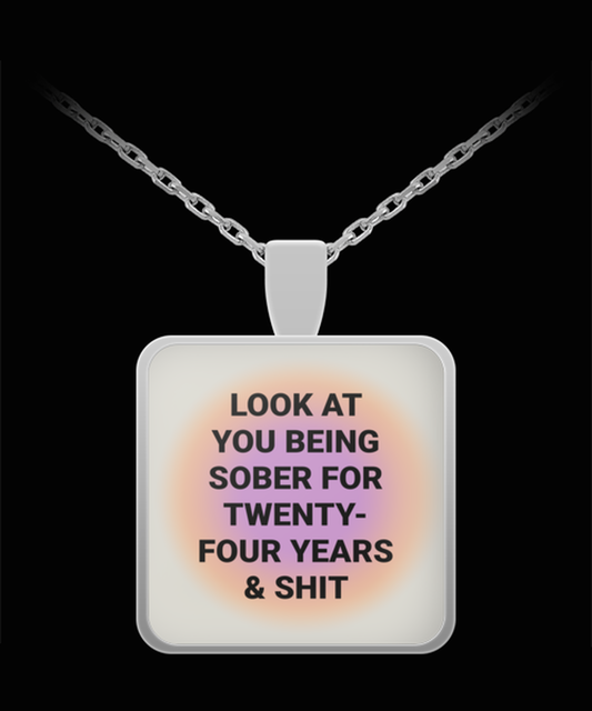 24 Twenty Four Year Sober Sobriety Recovery Pendant Necklace Jewelry Appreciation for Him Her