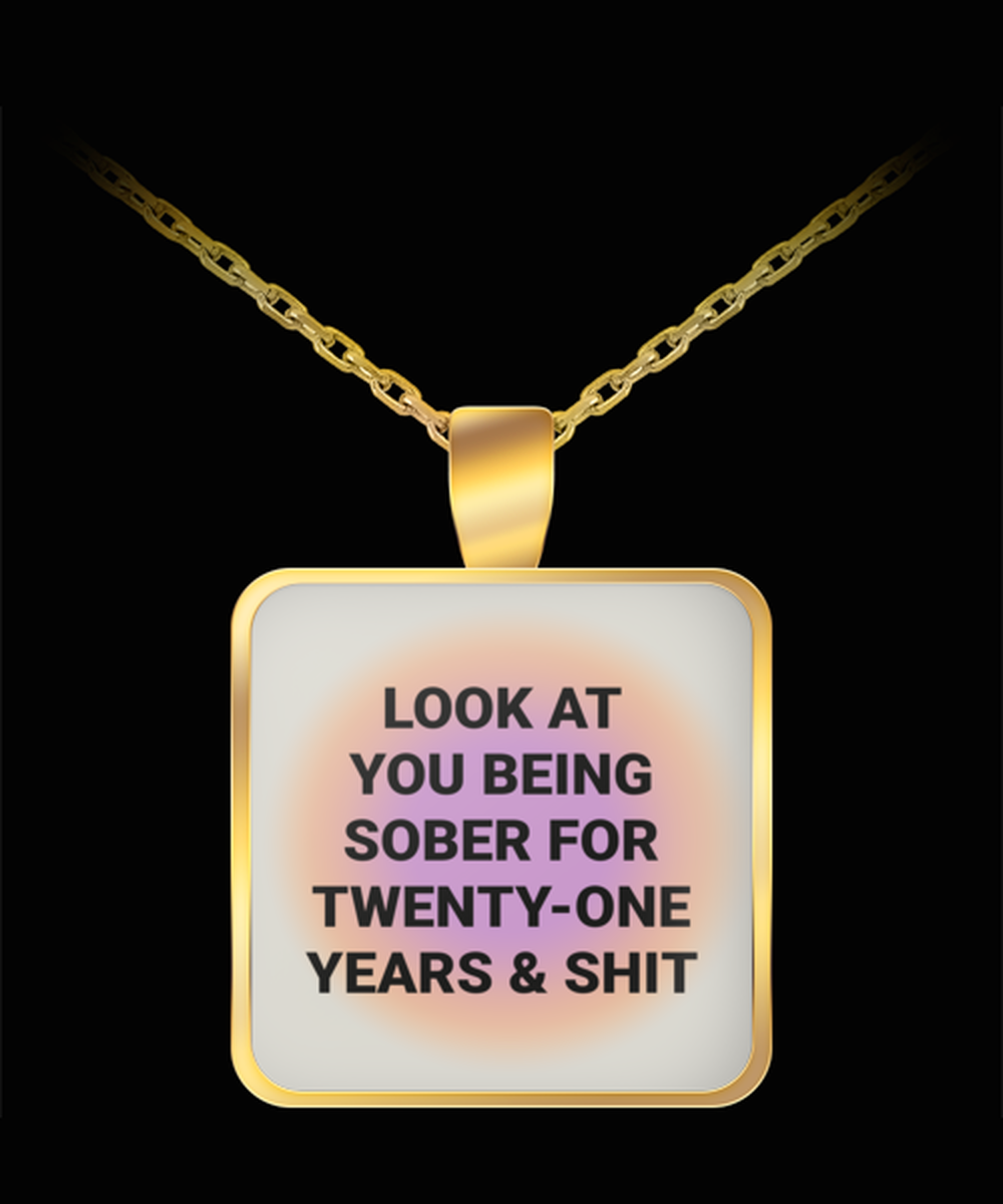 21 Twenty One Year Sober Sobriety Recovery Pendant Necklace Jewelry Appreciation for Him Her