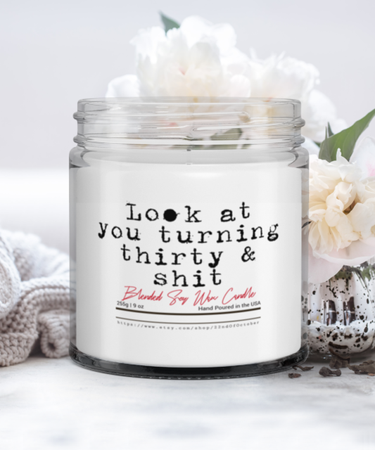 30th Birthday 30 Year Old Funny Scented Candle, Vanilla Cozy Candle, Unique Gift Idea