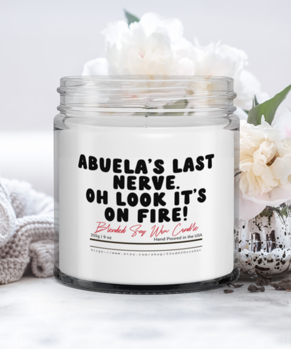 Abuela Abuelita Spanish Grandma Mexican Latina Funny Candle for Wife, Vanilla Cozy for Parents, Unique Gag Idea for Mother's Day