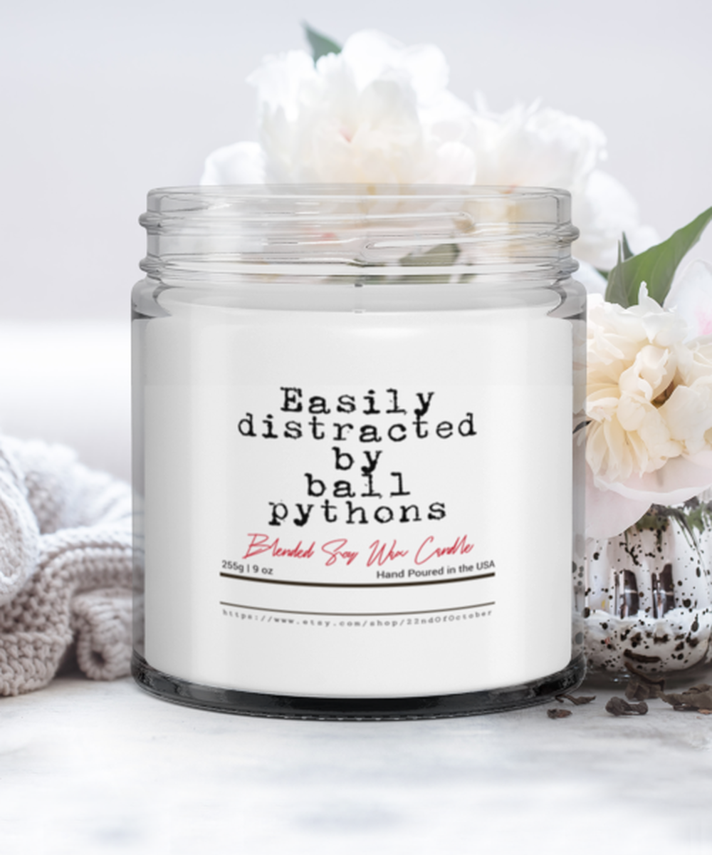 Ball Python Snake Lover Owner Women Men Funny Scented Candle, Vanilla Cozy Candle, Unique Gag Idea