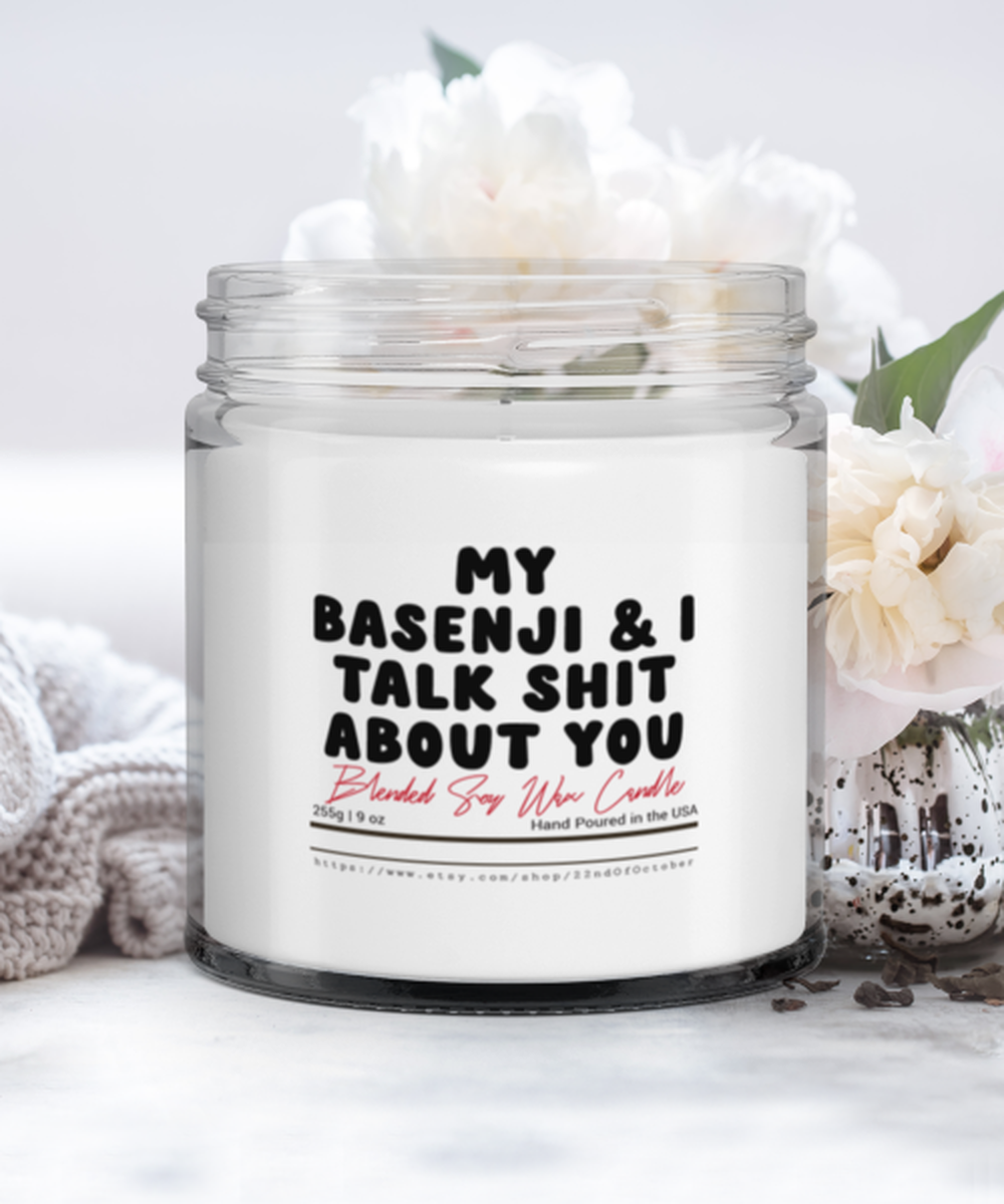 Basenji Dog Owner Lover Women Men Funny Scented Candle, Vanilla Cozy Candle, Unique Gag Idea