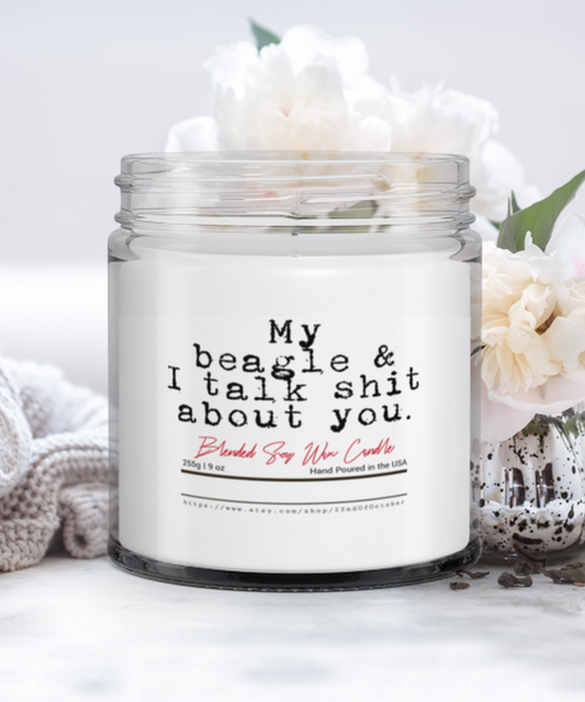 Beagle Dog Owner Lover Mom Dad Funny Scented Candle, Vanilla Cozy Candle, Unique Gag Idea