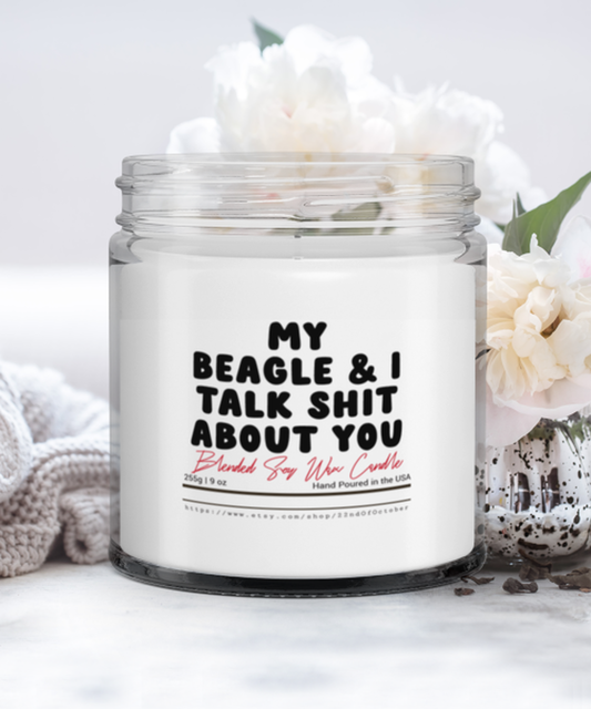 Beagle Dog Owner Lover Mom Dad Funny Scented Candle, Vanilla Cozy Candle, Unique Gag Idea