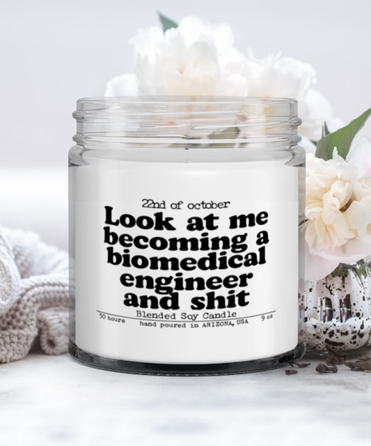 Biomedical Engineer Engineering Graduation Funny Scented Candle, Vanilla Cozy Candle, Unique Gag Idea