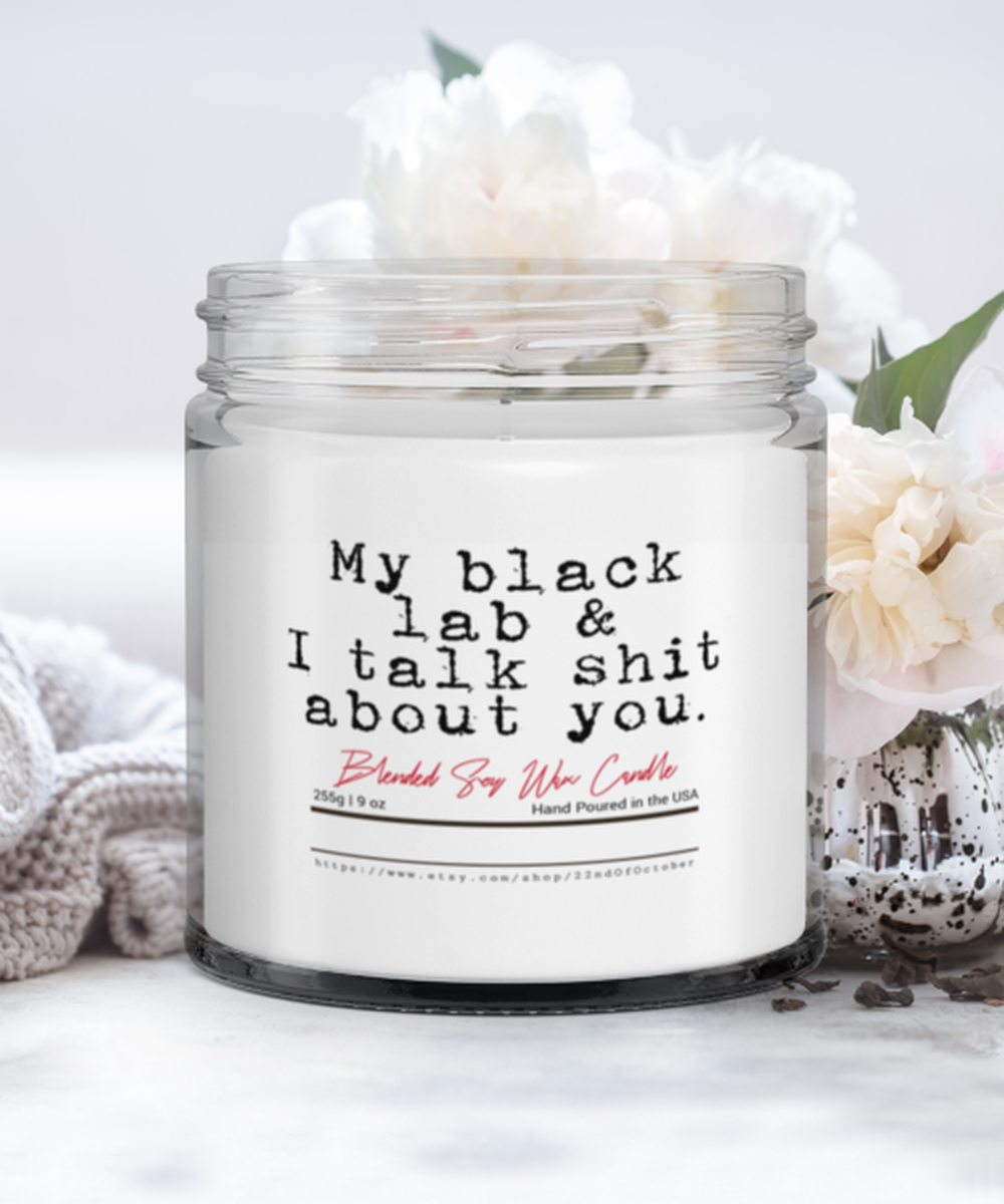 Black Lab Mom Labrador Dad Funny Scented Candle, Vanilla Cozy Candle, Unique Gag Idea