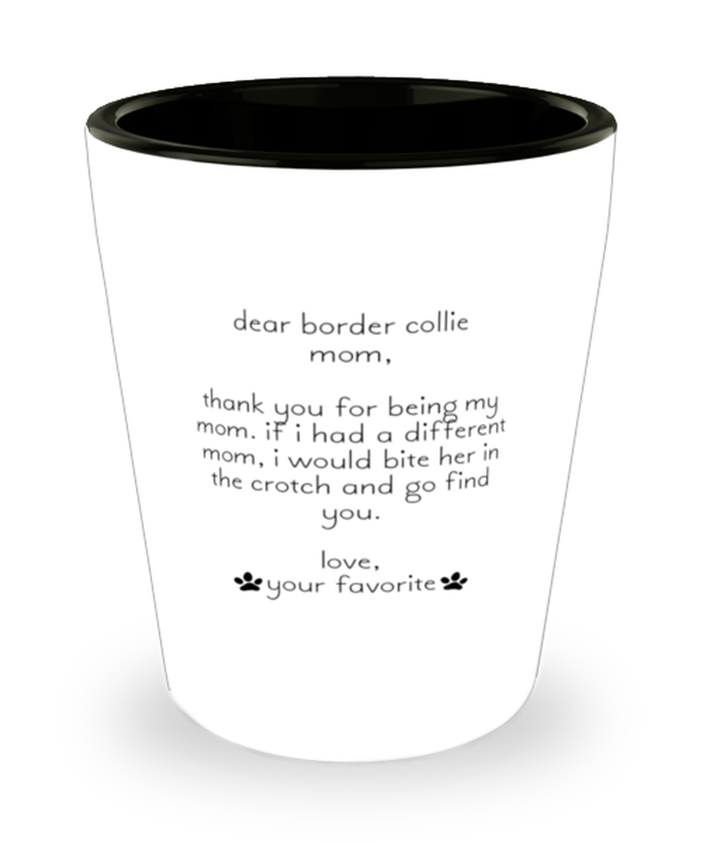 Border Collie Mom Funny Shot Glass, Women Men Shotglass, Unique Idea