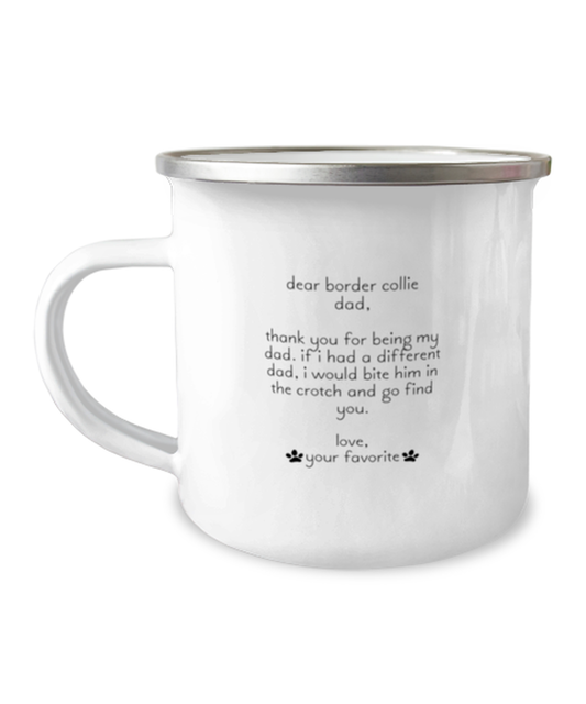 Border Collie Dad Funny Campfire Mug, Women Men Camping Coffee Cup, Unique Idea