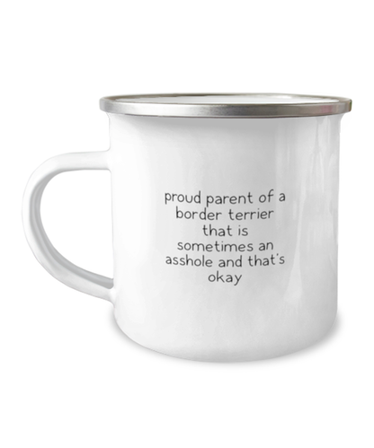 Border Terrier Funny Campfire Mug, Women Men Camping Coffee Cup, Unique Idea