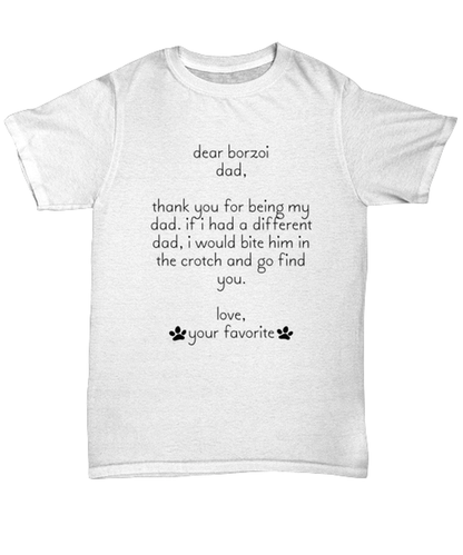 Borzoi Dad Funny T Shirt, Unisex Tshirt, Unique Tee Idea, For Men and Women