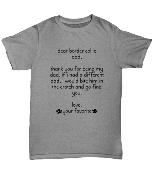 Border Collie Dad Funny T Shirt, Unisex Tshirt, Unique Tee Idea, For Men and Women