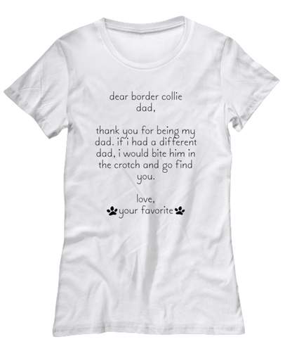 Border Collie Dad Funny Womens T Shirt, Tshirt, Unique Tee Idea, For Her