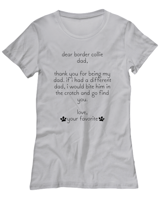 Border Collie Dad Funny Womens T Shirt, Tshirt, Unique Tee Idea, For Her