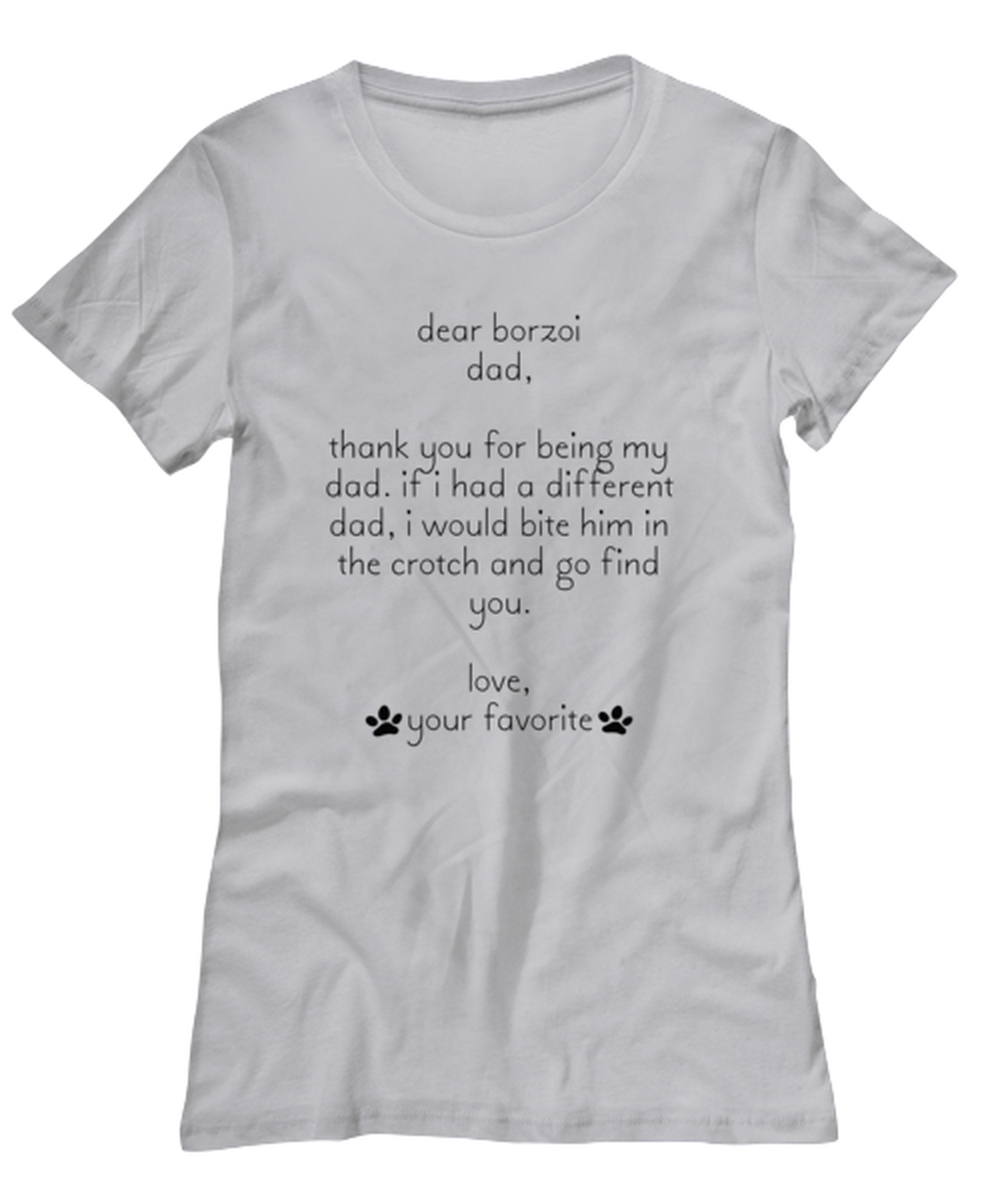 Borzoi Dad Funny Womens T Shirt, Tshirt, Unique Tee Idea, For Her