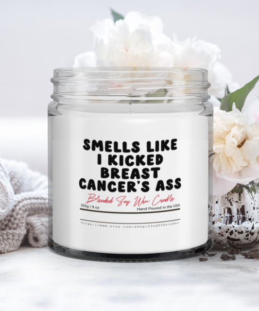 Breast Cancer Survivor Beat Cancer Funny Scented Candle, Vanilla Cozy Candle, Unique Gag Idea, Him Her