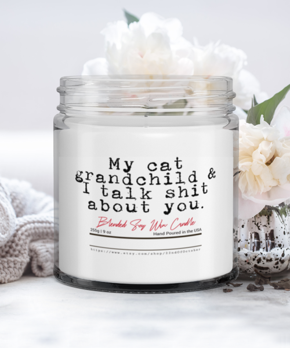 Cat Grandpa Grandma Grandparent Mom Dad Funny Scented Candle, Vanilla Cozy Candle, Unique Gag Idea, Him Her