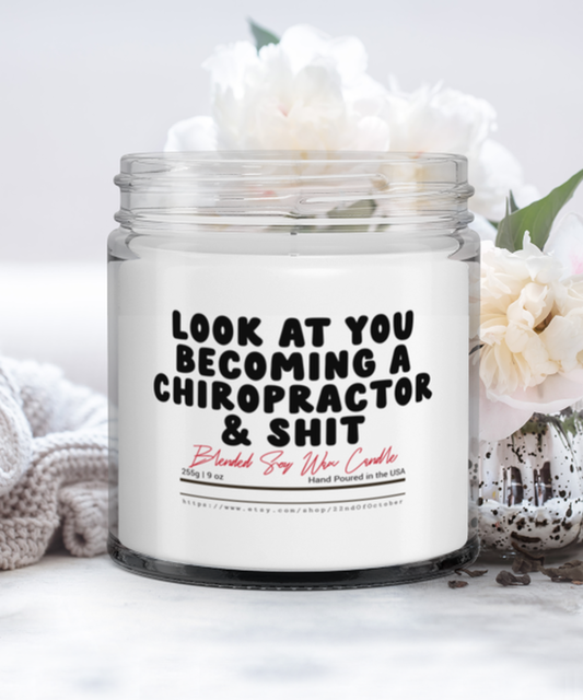 Chiropractor Chiro Graduation Grad  Funny Scented Candle, Vanilla Cozy Candle, Unique Gag Idea, Him Her