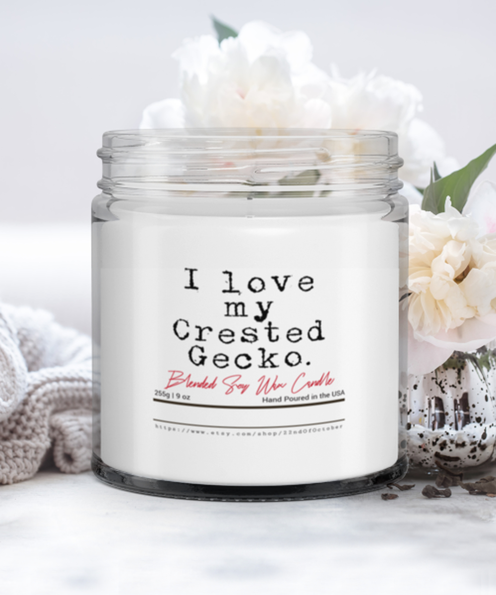 Crested Gecko Lover Mom Dad Funny Scented Candle, Vanilla Cozy Candle, Unique Gag Idea, Him Her