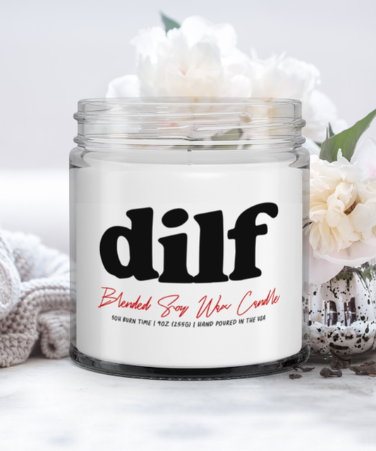 DILF Dad Husband Fathers Day Funny Scented Candle, Vanilla Cozy Candle, Unique Gag Idea, Him Her