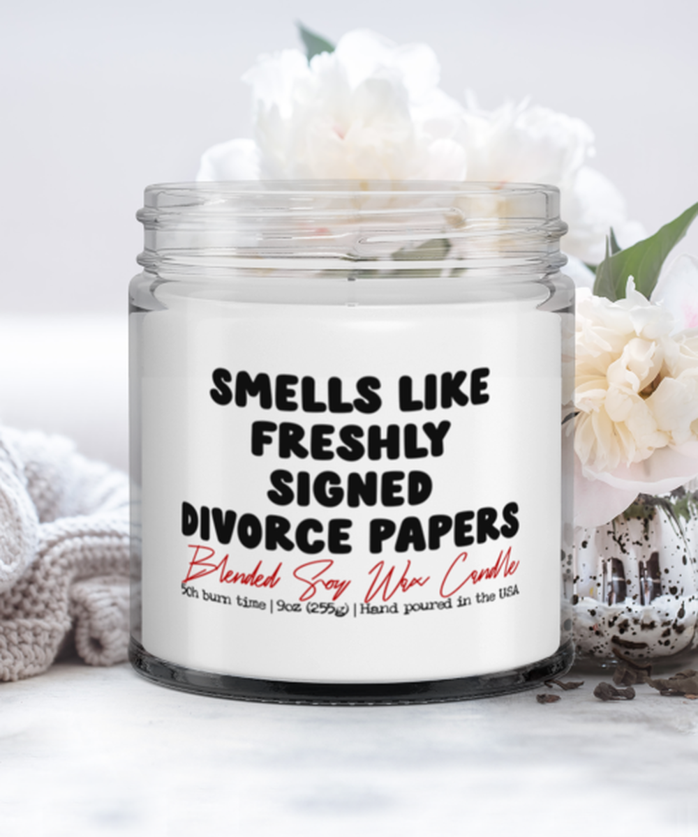 Divorcee Newly Divorced Papers Signed Funny Scented Candle, Vanilla Cozy Candle, Unique Gag Idea, Him Her