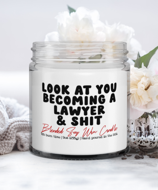 Lawyer Graduation Future Law School Grad Funny Scented Candle, Vanilla Cozy Candle, Unique Gag Idea, Him Her