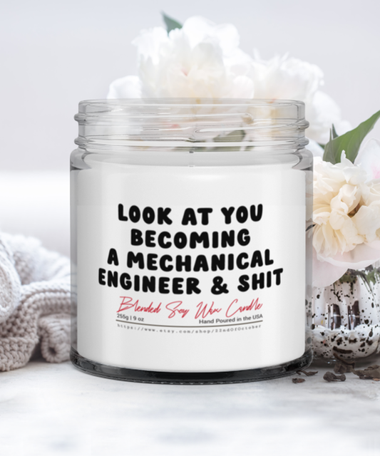 Mechanical Engineer School Engineering Graduation Funny Scented Candle, Vanilla Cozy Candle, Unique Gag Idea, Him Her