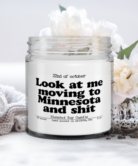 Moving Away to Minnesota Funny Scented Candle, Vanilla Cozy Candle, Unique Gag Idea, Him Her