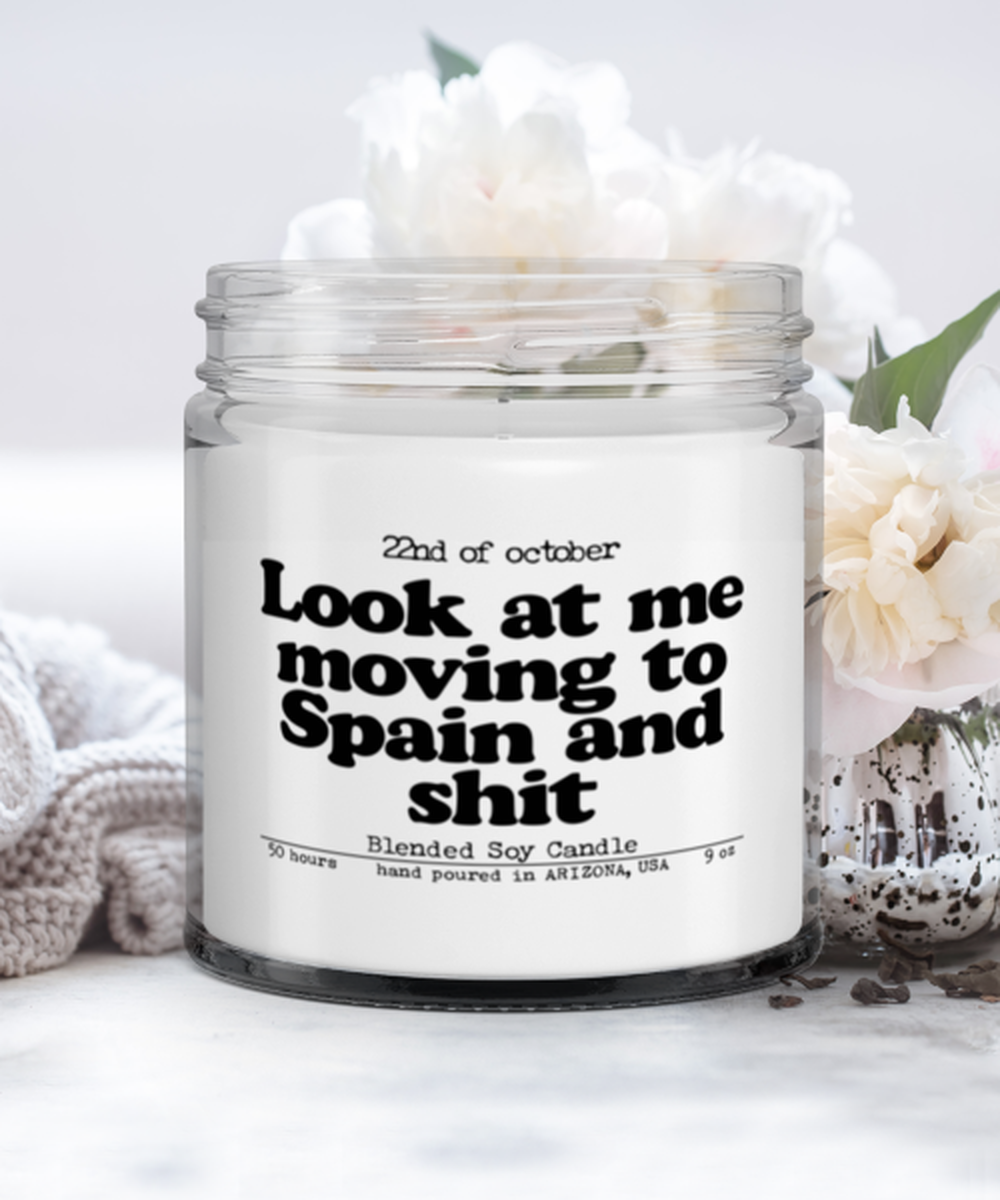 Moving Away to Spain Funny Scented Candle, Vanilla Cozy Candle, Unique Gag Idea, Him Her